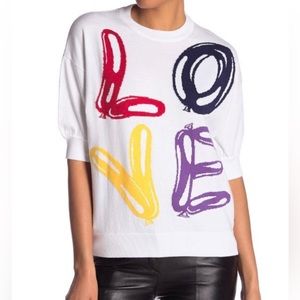 Love Moschino White Print Short Sleeve Maglia Sweatshirt/Sweater New